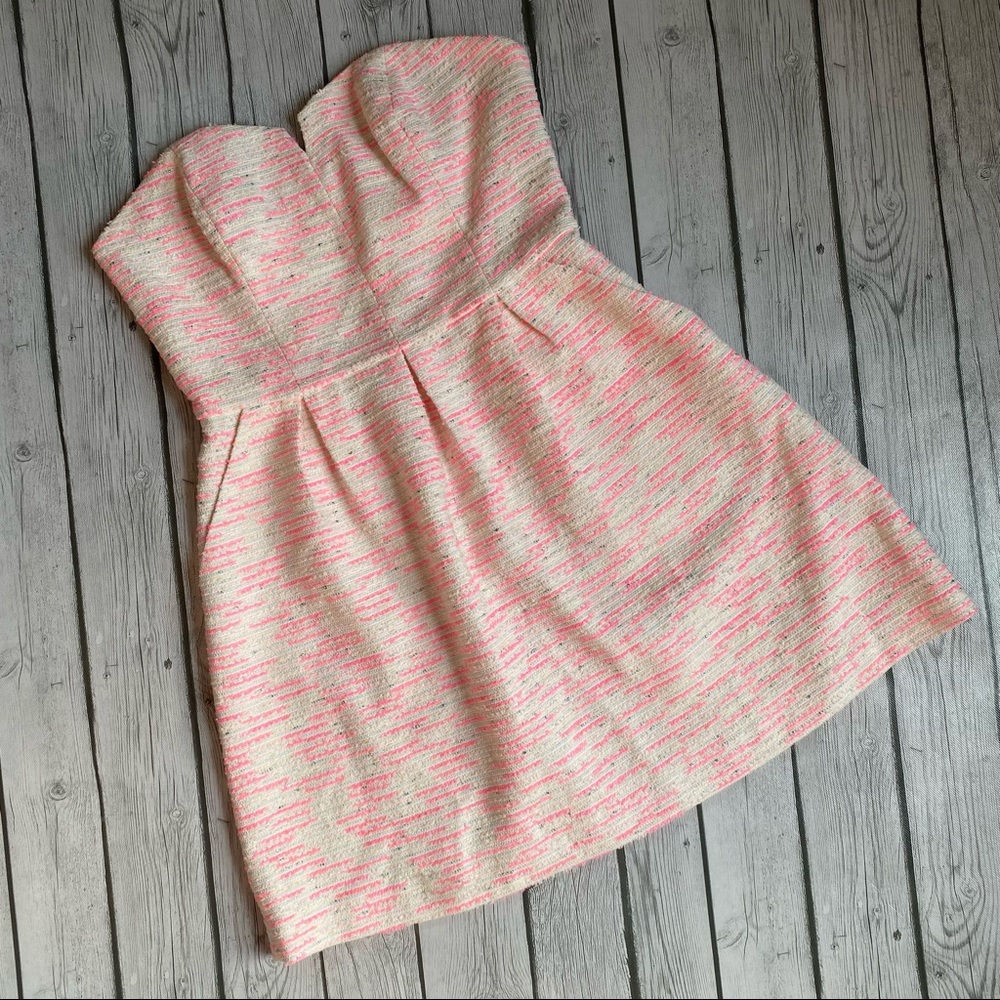 Anthropologie Pink and White Strapless Dress